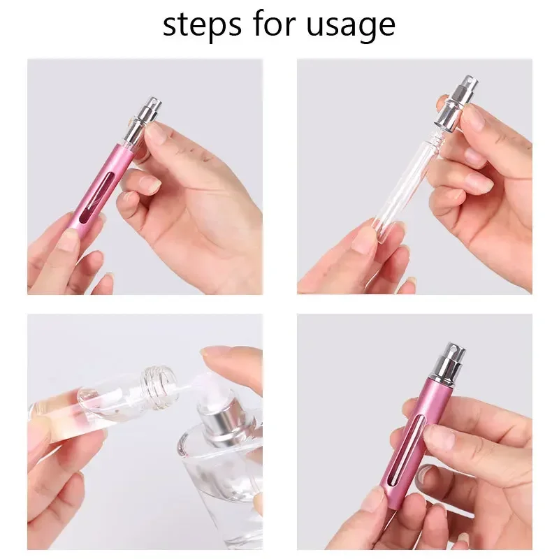 1pc 5ml Portable Perfume Bottle Mini Metal Sprayer Refillable Aluminum Empty Glass  Atomizer Travel Women Cosmetic Containers