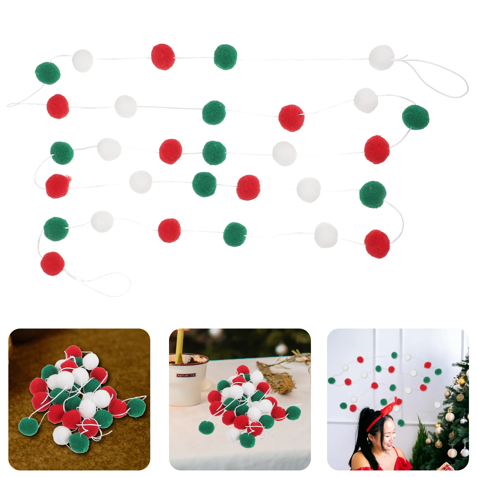 

Christmas Pom Poms Ball String Ornaments Decorations Garland Children's Room Pompom Banner