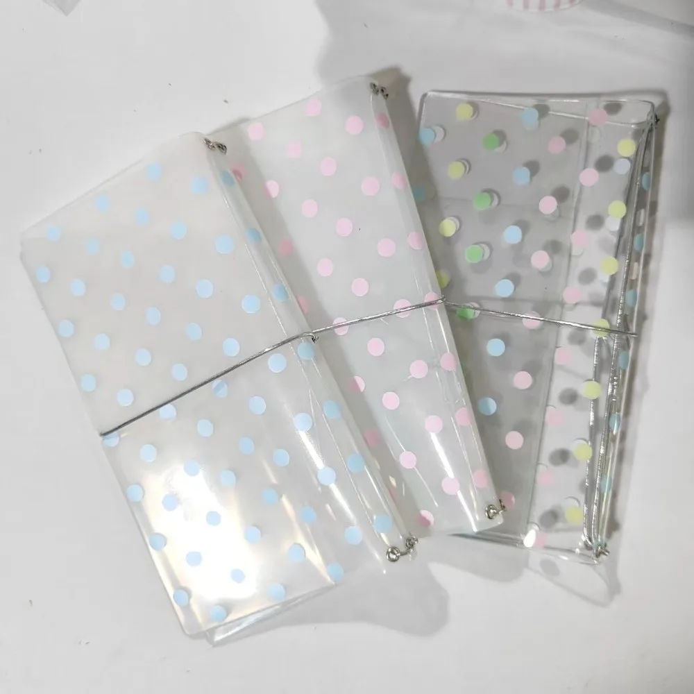 Durable PVC TN Notebook Cover Transparent with Elastic Band Transparent PVC Binder Polka Dot Journal Cover Students