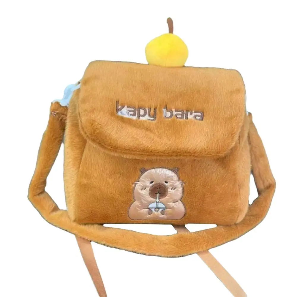 Orangefarbener Capybara-Plüsch-Rucksack-Kollektion, ausgestopfte Schultern, Rucksack mit doppeltem Verwendungszweck, tragbare weiche Capibala-Anime-Umhängetasche