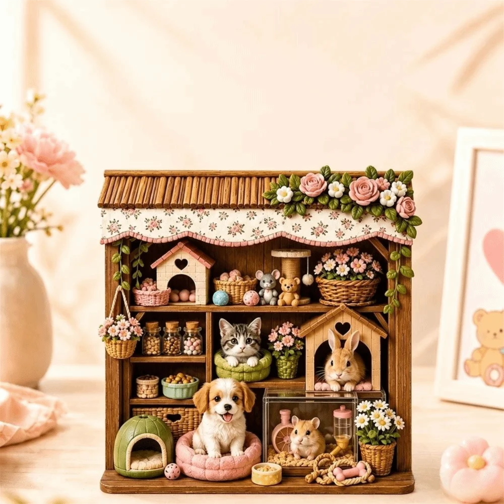 Resin Pet House Fridge Magnet 3D Raised Relief Cartoon Puppy Hamster Refrigerator Magnets Refrigerator Decoration Kitchen Decor