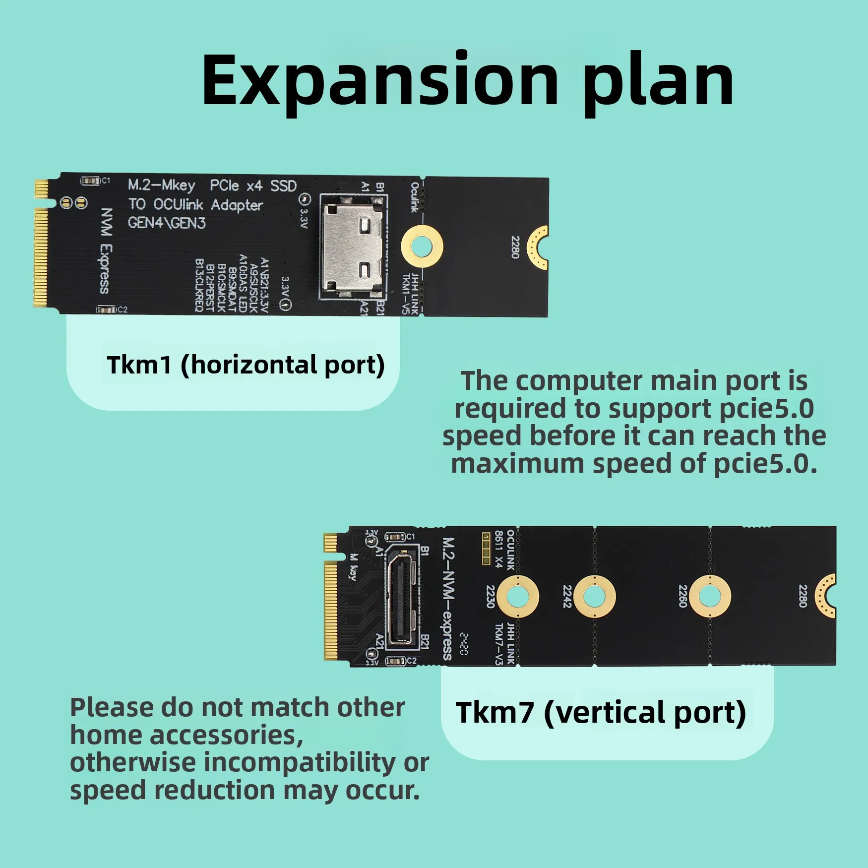 ADT-Link PCIE 5.0 X4 eGPU Oculink External Graphics Card Dock GDP Laptop M.2 External Docking Station 8611 Direct Connection