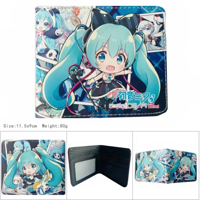 Anime Hatsune Miku PU Leather Wallets Kawaii Short Purse Wallet Photo Card Holder Cartoon Virtual Singer Manga Coin Purse Gifts