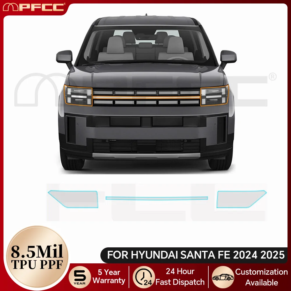 

For Hyundai Santa FE 2024 2025 Headlight Rearview B Pillars TPU Paint Protection Film Pre-cut PPF Bra Anti-scratch Clear Cover