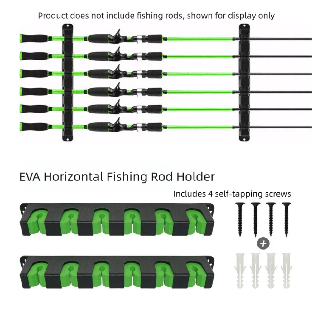 

Держатель для удочки, 6 удочек, вертикальная/горизонтальная настенная крепежная стойка с зеленой подкладкой, детали держателя для рыболовных ролевых игр