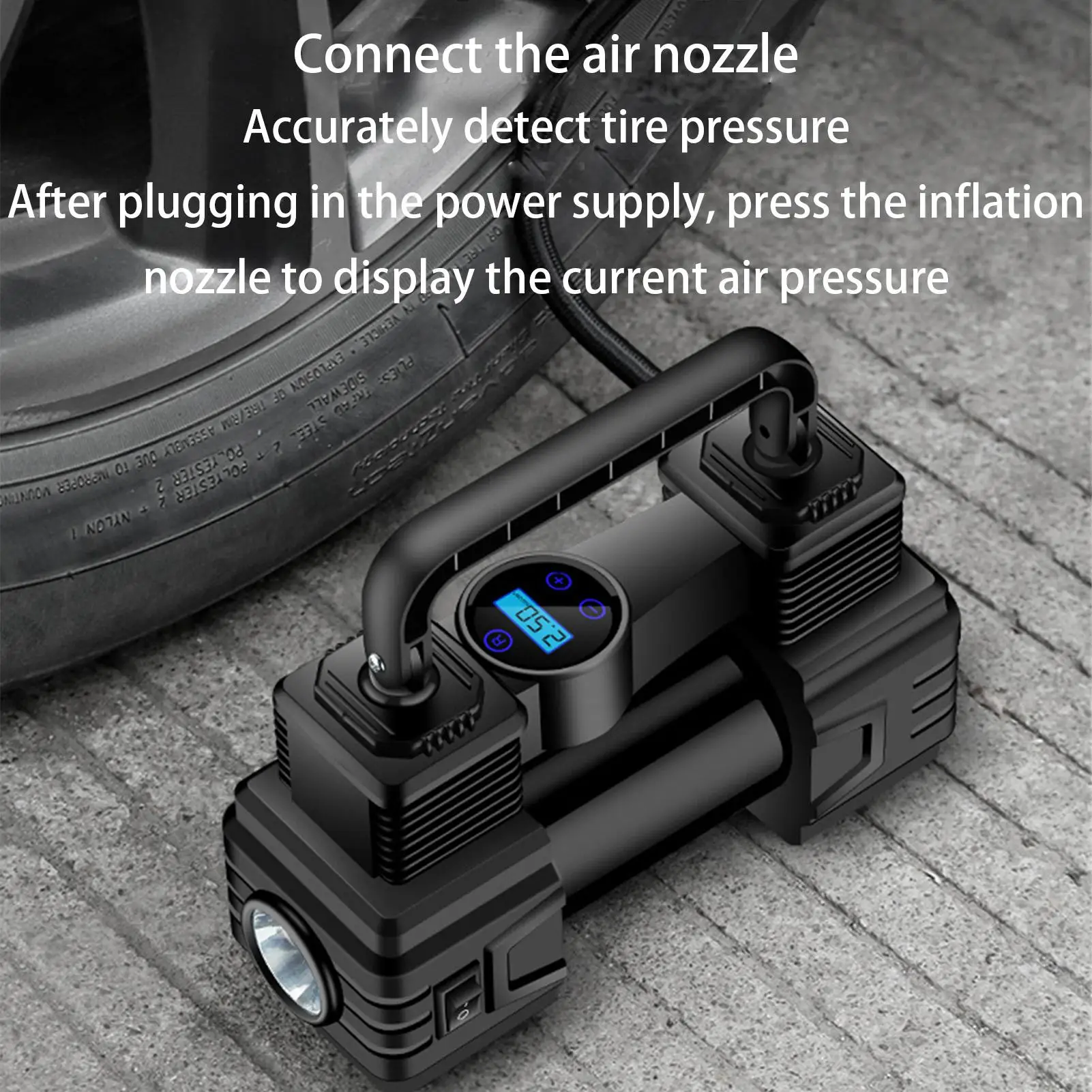 タイヤインフレーター 12V 電動コンプレッサー ツール 車両用エアポンプ デジタル圧力計付き 車 自転車 バイク トラック 自動車用