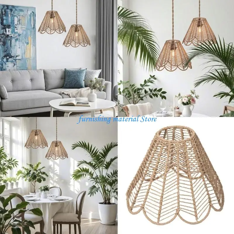 

Y5GD Artistic Rattan Lampshades Easy Installation Modern Chandelier Light Covers