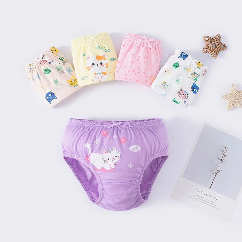 5 Pcs / Set Girls Cotton Cute Comfty underwear Toddler Baby Undies Briefs Kids Soft Little Girls Panties Cat Unicorn Pattern
