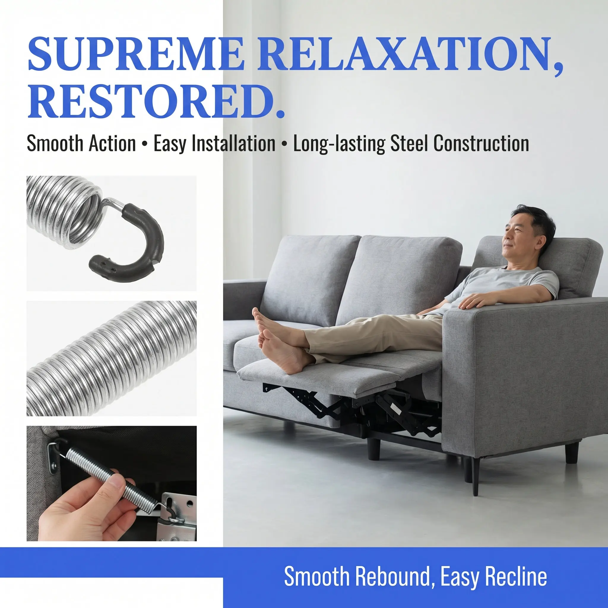 2Pcs Recliner Seat Spring Heavy Duty Repair Kit 7Inch Replacement Tension Springs Sofa Mechanism Patio Furniture Manual Lever