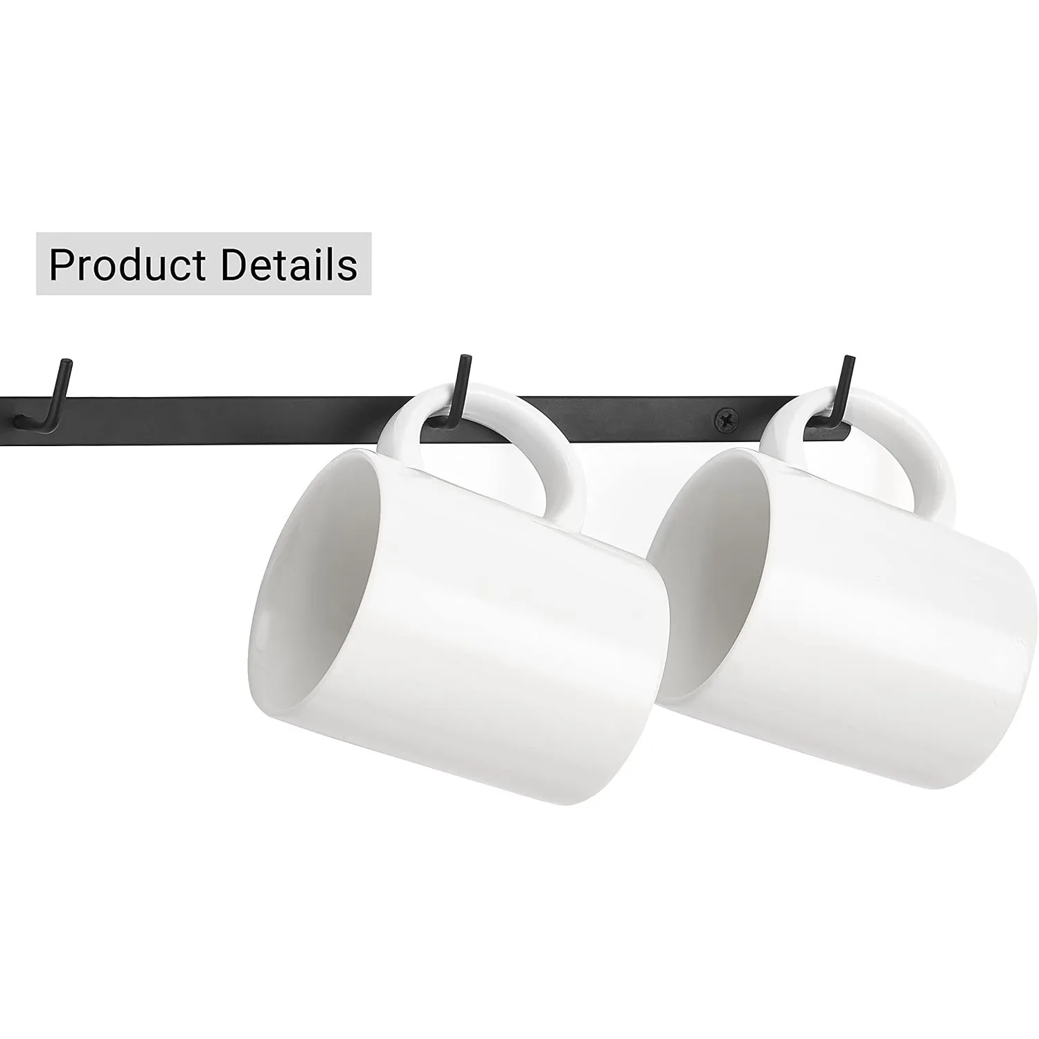 Wall Mounted Mug Rack, Coffee Cup Hanger Holder, Under Cabinet Hooks for Kitchen Mugs Storage Organizer