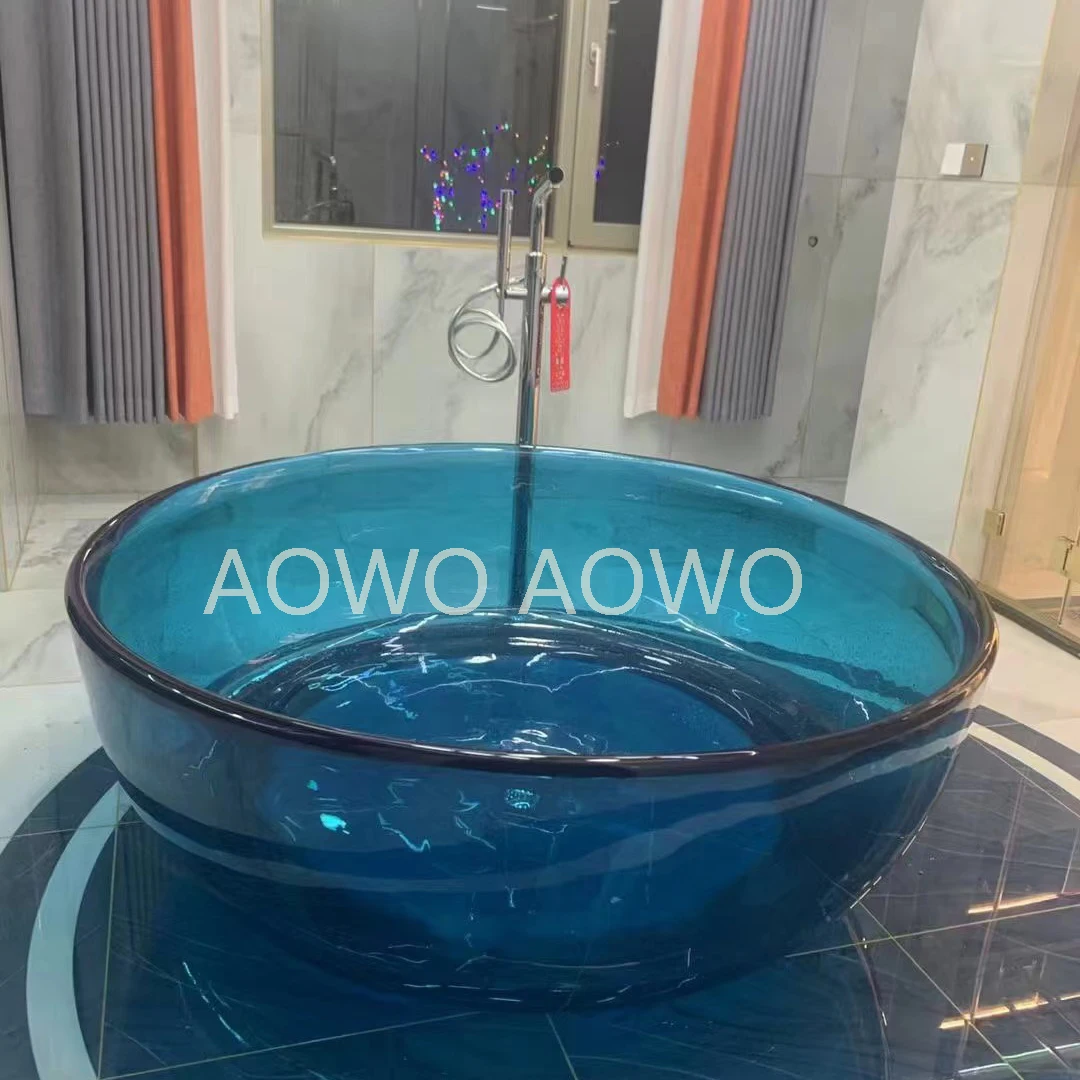Round Colorful Resin Bathtub Hotel Bathroom Use Whirlpool Tub Stand Customizable Colors