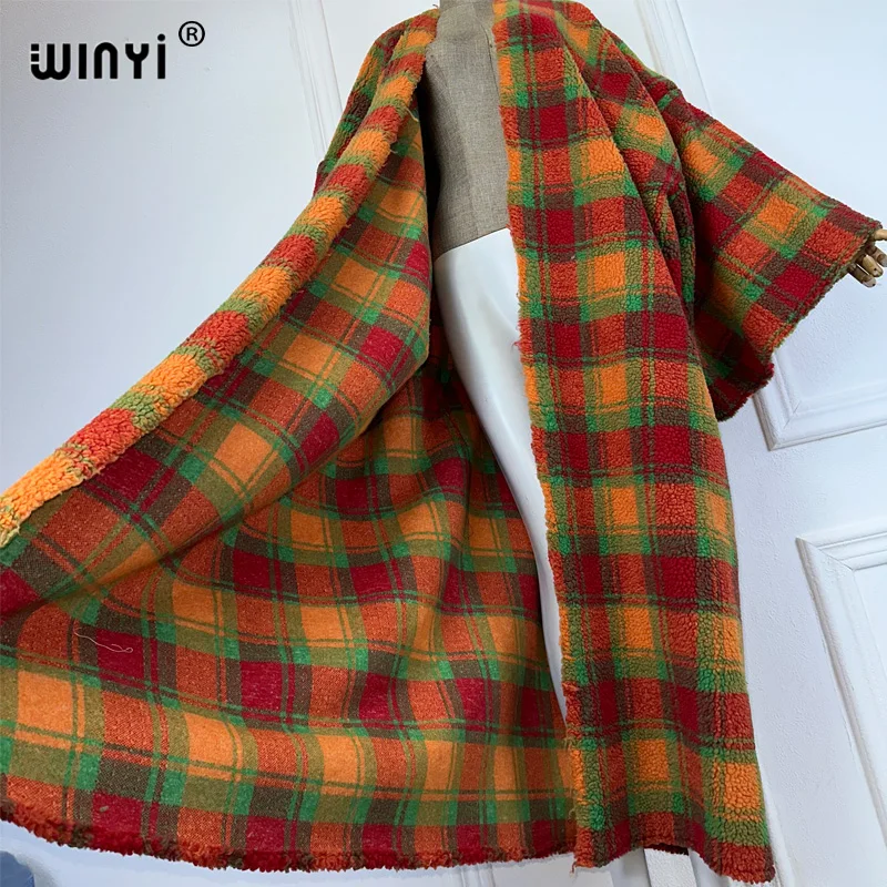 WINYI Africa womens loose coats winter Warm long down cardigan luxury clothes kimono abaya dubai luxur winter outfits for women