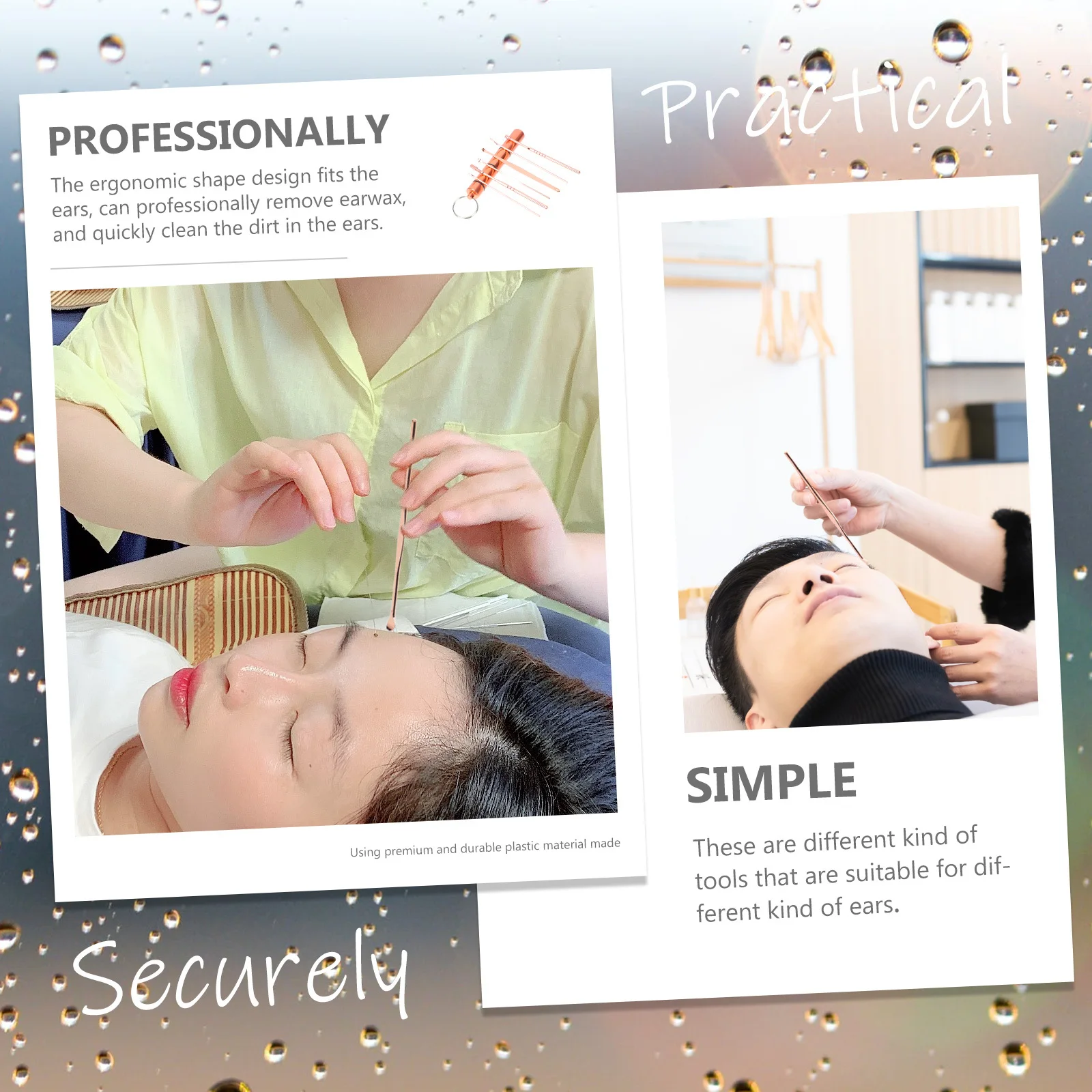 

1 set 1 Set Wax Removal Kit Stainless Steel Ear Cleaning Tools Rustproof Durable Ear Picks For Home Earwax Clean Supplies