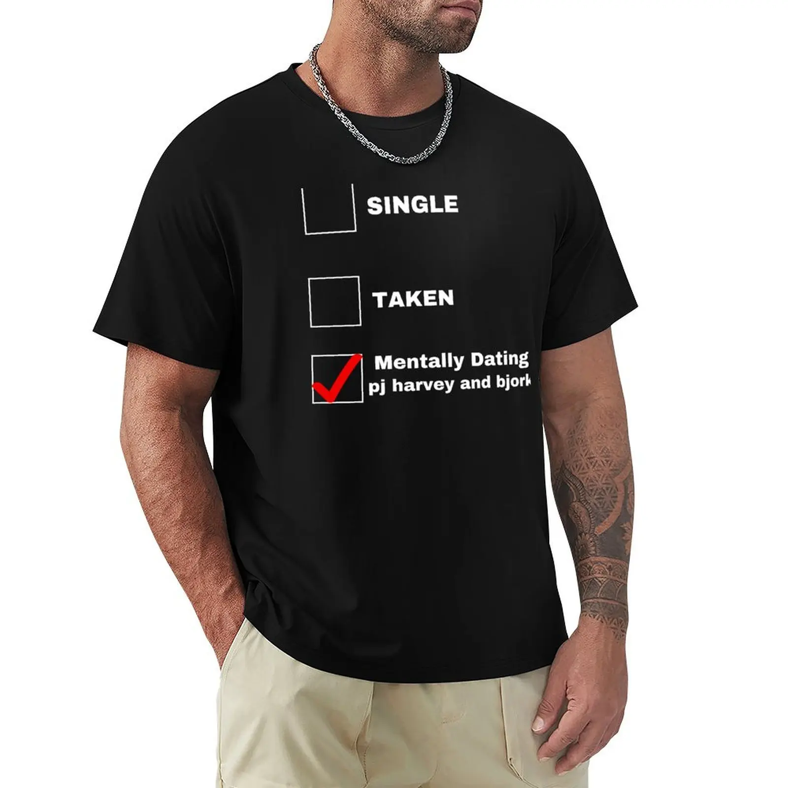 

Mentally dating PJ HARVEY AND BJORK T-Shirt baggy shirts cute clothes T-shirt men