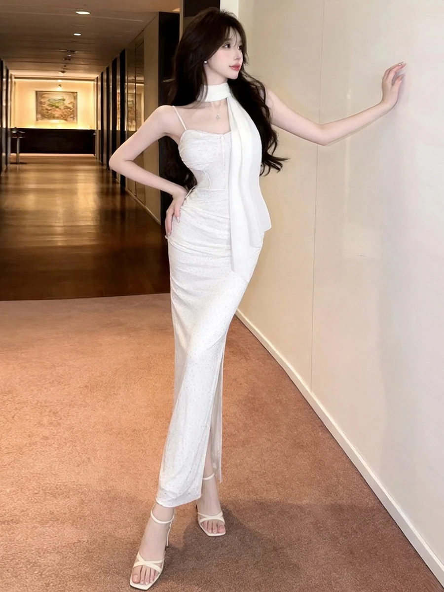 Sexy High-Waist Embellished Evening Dress Long Skirt Body-Shaping Backless Strapless Ball Gown for Young Women City Commute