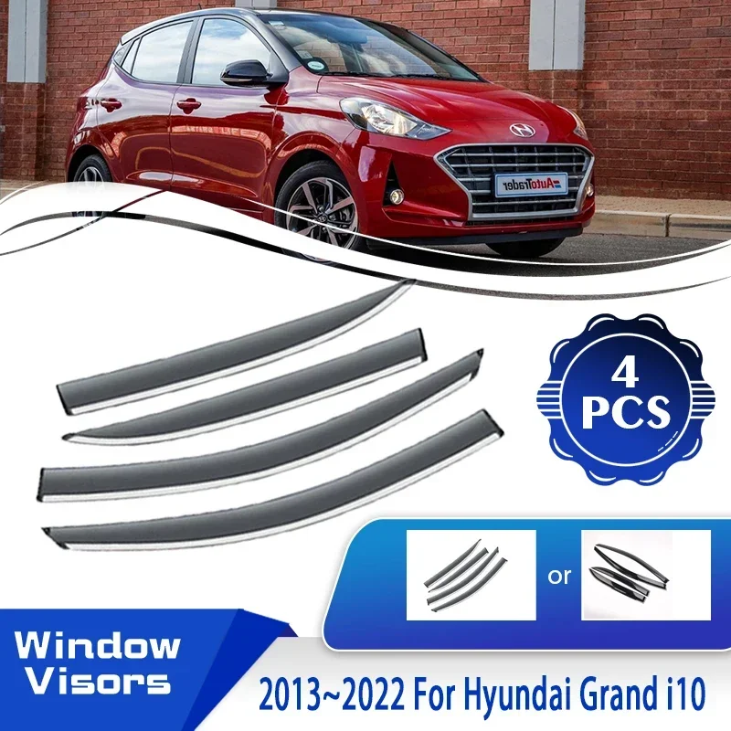 Car Window Visor For Hyundai Grand i10 BA 2013~2022 Long Version Waterproof Wind Rain Visor Sun Deflector Shade Auto Accessories