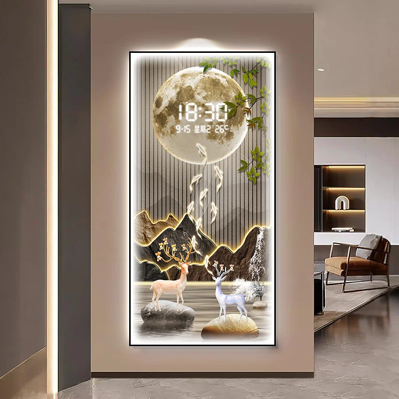 #Room decorations room design luxury wall Plug in model with light and remote control living room decoration Interior wall clock