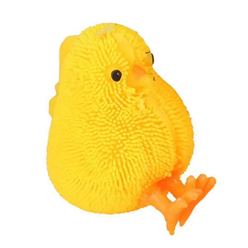 6cm Cute Chicken Squidy LED Flashing Puffer Ball Squeeze Toy Antistress Decompression Vent Ball Stress Relieve Toy For Kids