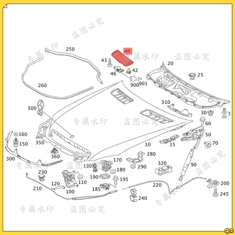 

A30F-1Pair Car Hood Upper Vent Grille Trim Cover Glossy Black For Mercedes Benz W221 W251 2007-2013 A2218800205 A2218800305