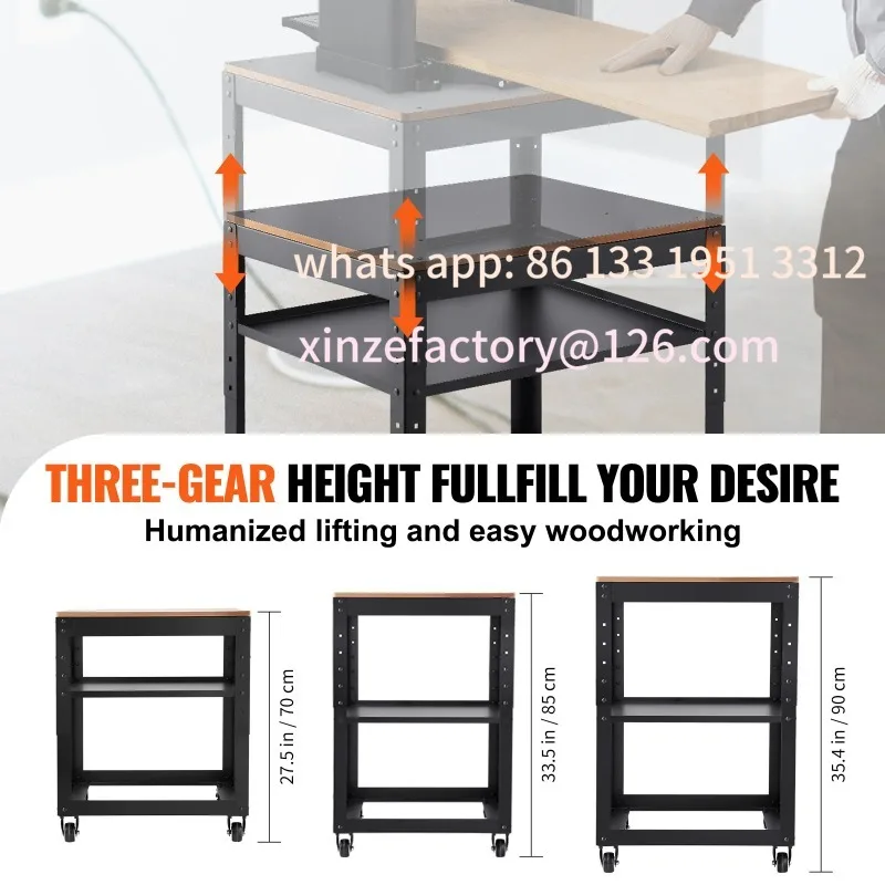 Customizable100lbs Heavy Loads 3-Gear Adjustable Height & Movable Casters&Storage Space for Pla SucceBuy Thickness Planer Stand