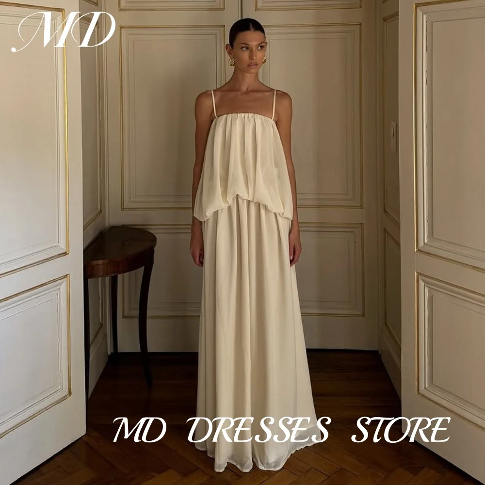 

MD Elegant Spaghetti Strap Wedding Dress Tiered Pleat Chiffon Simpe Bridal Gown Vestidos De Novia Customized 2025 Evening Gown