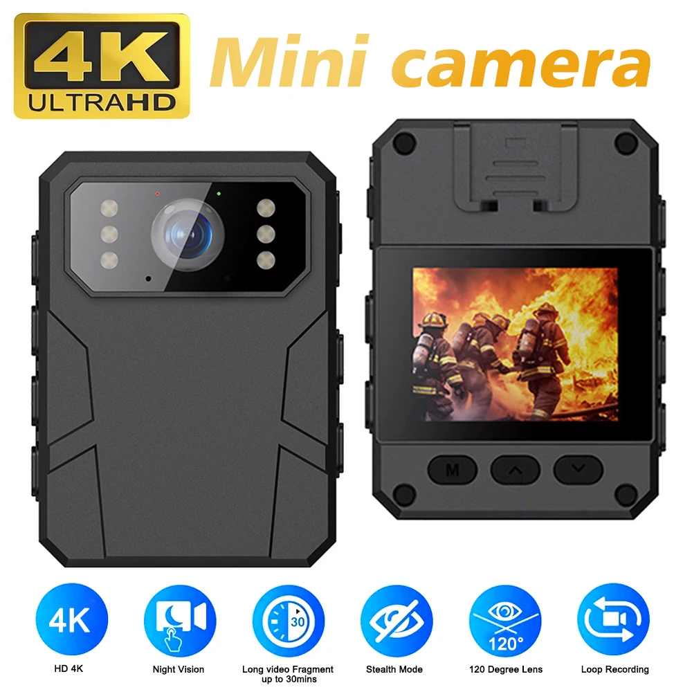 4K Full HD Portable Mini Camera With 2 Inch IPS Screen Police Body Camera Night Vision Body Cam Sports DV DVR Small Camcorder