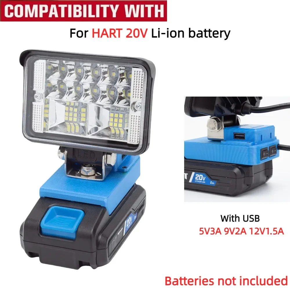 Lithium Battery  LED Work Light, for HART 20V Battery Powered Portable Outdoor Light with USB (excluding Battery)