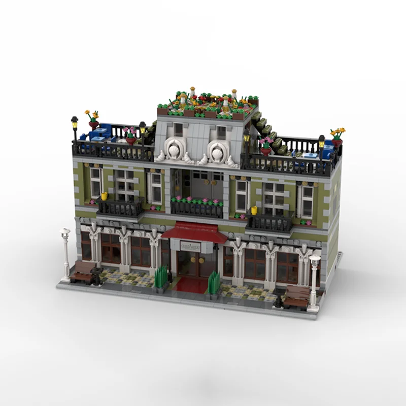 3048PCS Moc Building Blocksชุด-ที่ไม่ซ้ํากันParisian Garden Hotelชุดอิฐชุด-Great CityฉากจอแสดงผลModular Collection