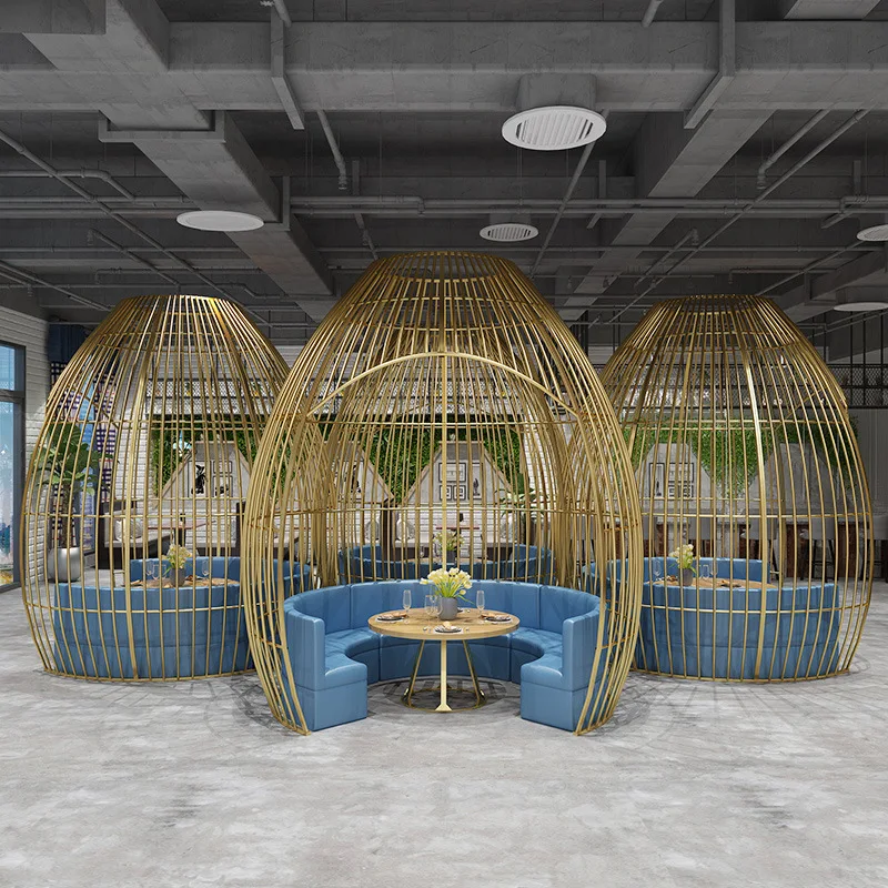 Restaurant Large Bird Cage Card Seat Hot Pot Restaurant Park Square Wedding Creative Card Seat Decoration Wrought Iron