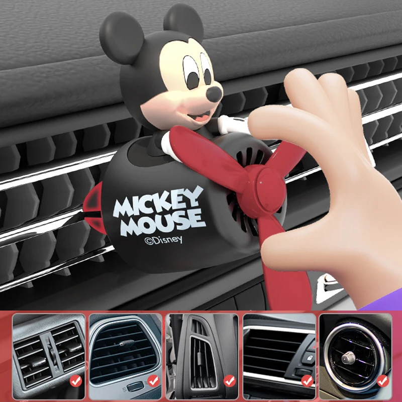 Disney Mickey Mouse penyegar udara mobil baling-baling putar Aksesori Mobil aromaterapi ornamen penyebar parfum Interior