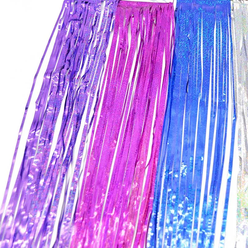 5pcs 10*100cm Tinsel Foil Fringe Door Window Curtain Birthday Party Decor Photo Backdrop Background Wedding Decorations Supplies