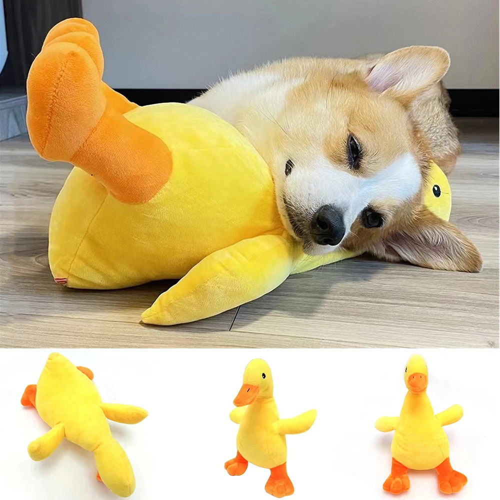 

Cute Plush Duck Dog Toy Bite Resistant Squeaky Sound Pet Chew Toys Cat Puppy Sleeping Toys Indoor Small Dogs Interactive Toy