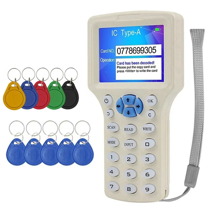 

N93R RFID NFC Считыватель смарт-карт + 5XUID/T5577 Брелок RFID Дубликатор 125K 13,56M IC/ID Устройство записи ключей RFID-репликатор Программатор