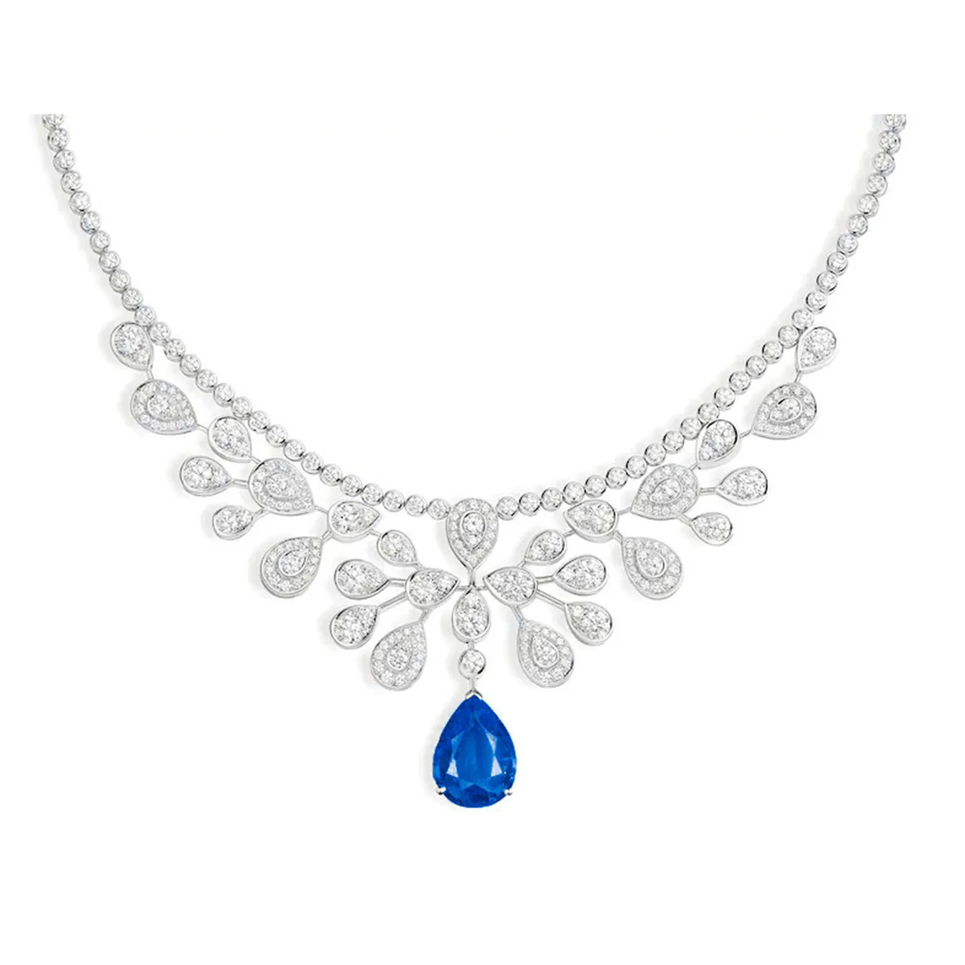 New S925 Sterling Silver Necklace High Carbon Diamond Sapphire Treasure Luxury Banquet Jewelry Women's Necklace Wedding Jewelry