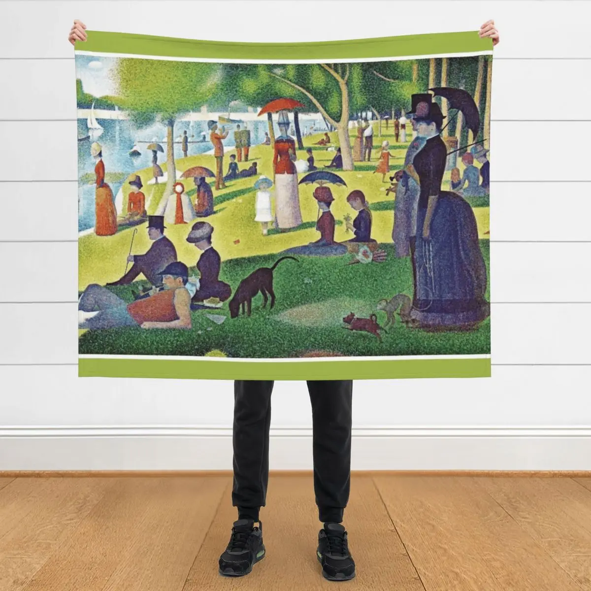 

Seurat's A Sunday Afternoon on La Grande Jatte - Fine Art Pointillism Throw Blanket Quilt halloween Heavy Blankets