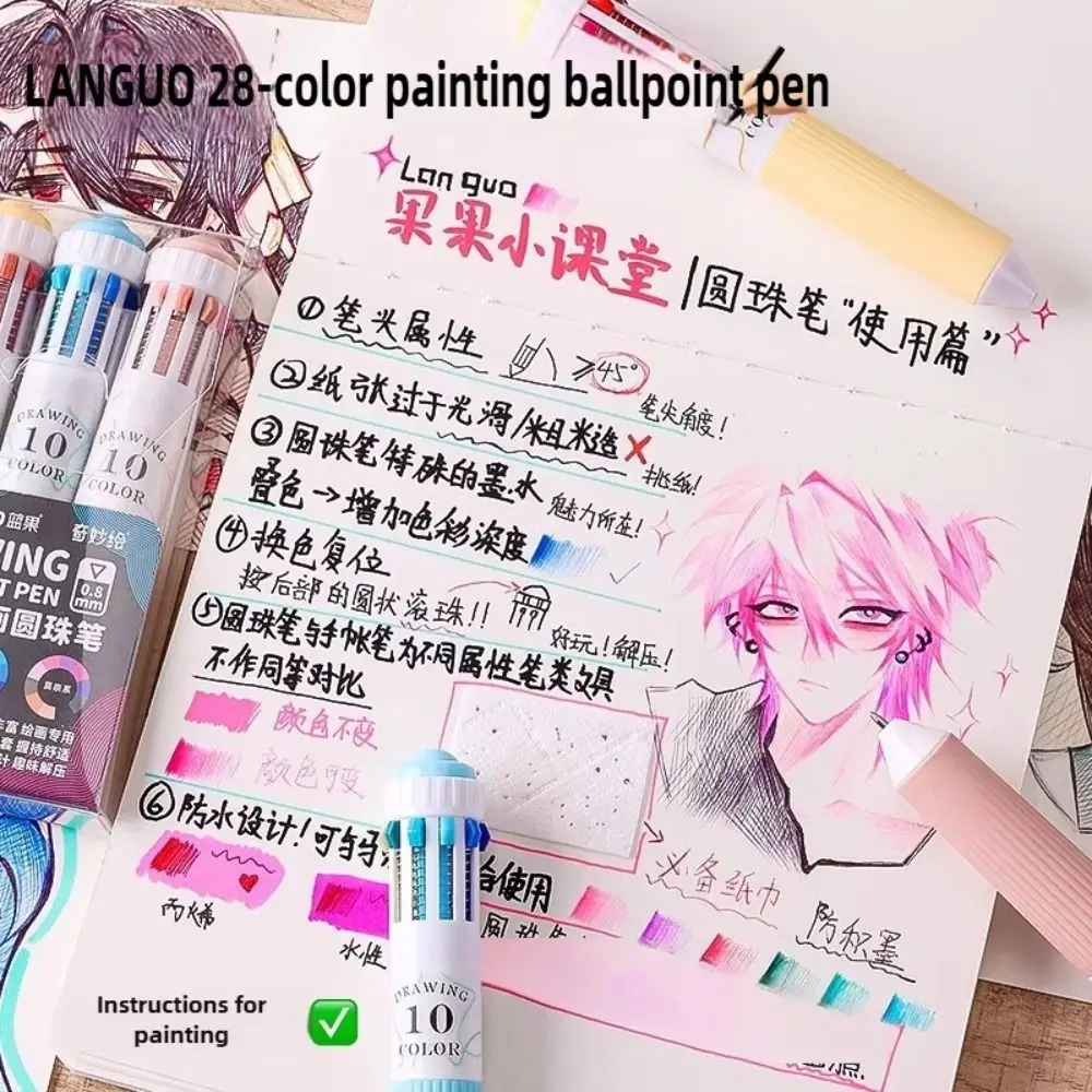 

3 шт./кор., 10 цветов, шариковая ручка для рисования, 0,8 мм, выдвижные цветные ручки, красочные шариковые ручки для рисования, обучения, маркировки