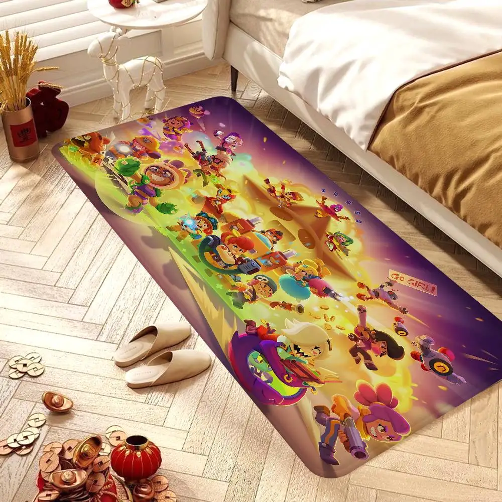 Cute B-rawl Game S-Stars Floor Mat INS Style Soft Bedroom Floor House Laundry Room Mat Anti-skid Household Carpets