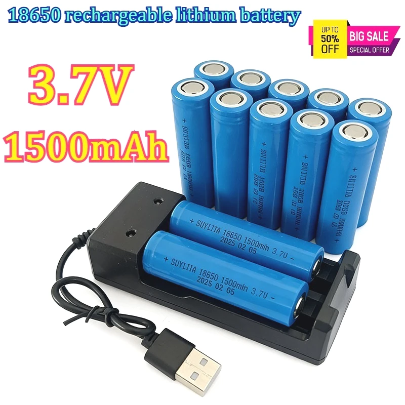

3.7V 1500mAh 18650 rechargeable lithium battery suitable for electric toys, watches, mini fans, various DIY