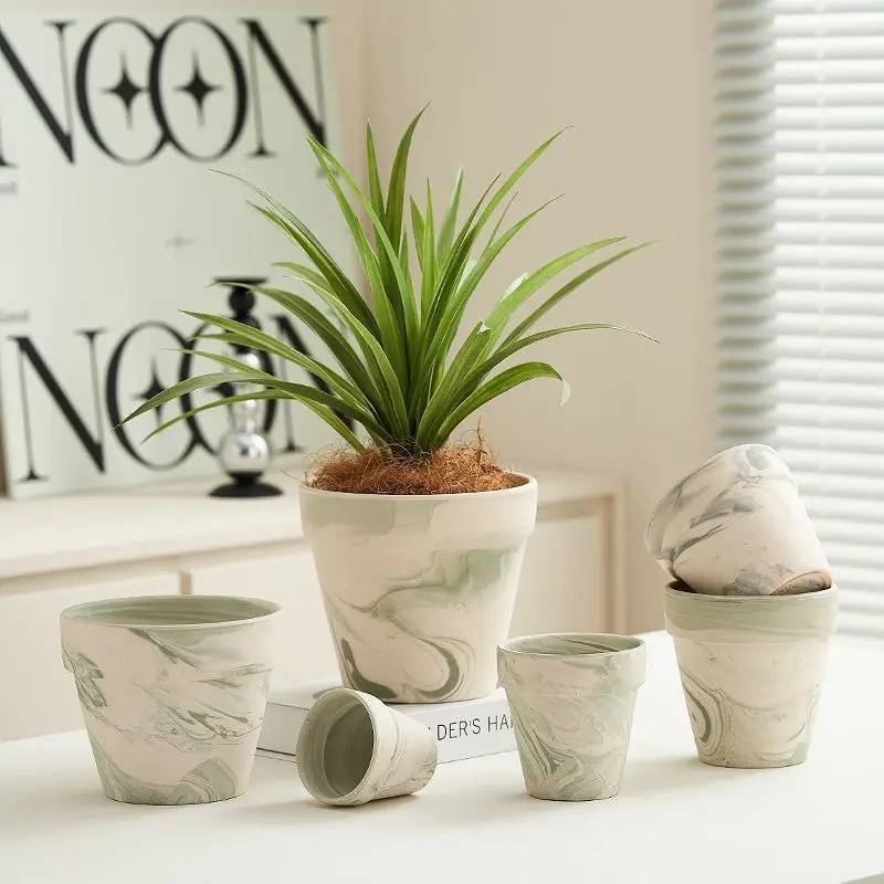 

Clay flower pot Succulent pot Macchiato flower pot Green plant potted red pottery Water-absorbing and breathable small flower po