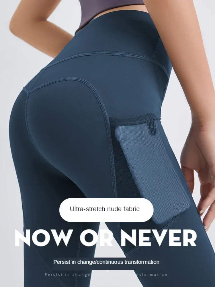 Women Leggings With Pockets Solid High Waist Yoga Pants Gym Fitness Sports Leggings Lady Tummy Control Training Running Leggings