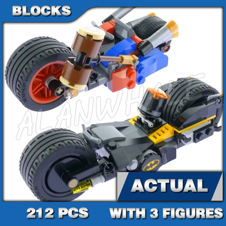 212 шт. Super Fighter Gotham City Cycle Chase Batcycle резиновые шины большие колеса 07032 строительные блоки игрушки, совместимые с моделью