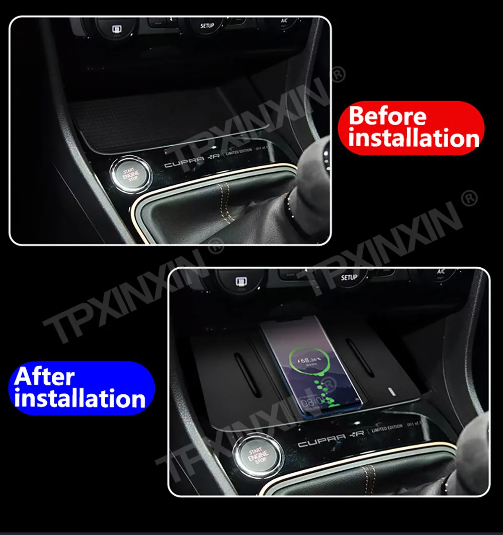 For Seat 2 Leon 2012-2017 Quick QI Car Wireless Charger Fast Charging Intelligent Infrared Mobile Phone Dashboard