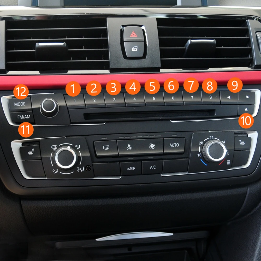 Car Dashboard Radio CD Player Button Digital Switch Control Buttons Cover Trim For BMW M3 M4 F20 F21 F22 F30 F32 F35 F34 F36