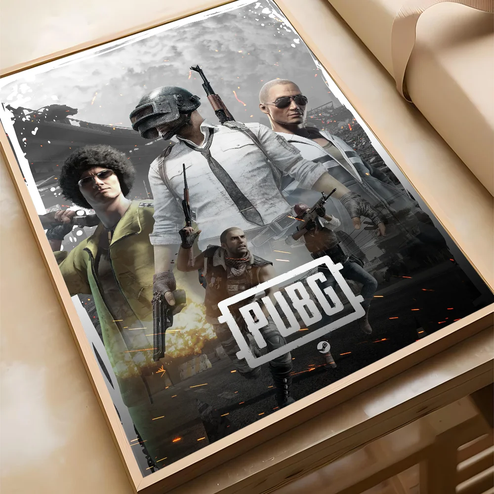 1PC PUBG Poster Movie Sticky Posters Retro Kraft Paper Sticker DIY Room Bar Cafe Aesthetic Art Wall Painting