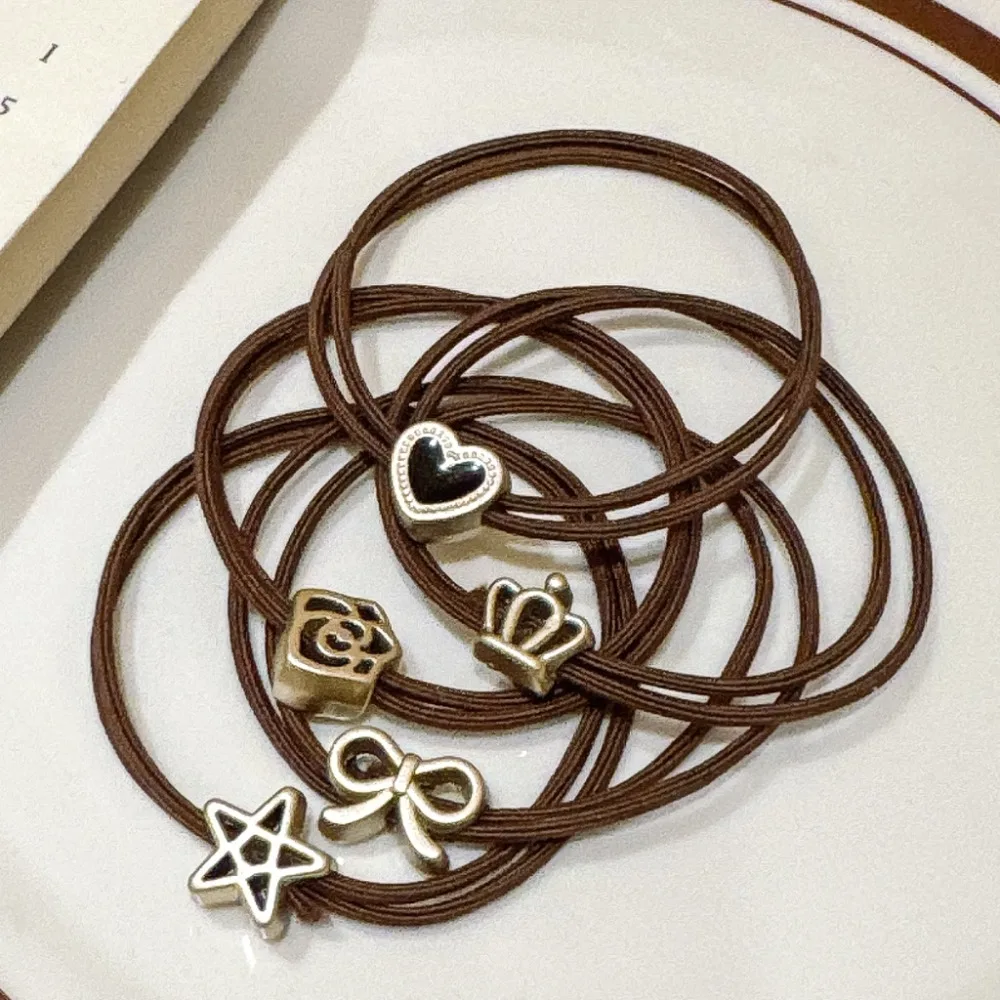 Новинка, двухслойная черная повязка на голову, высокоэластичная повязка для волос с конским хвостом, головка без вреда для фрикационного мяча, Корейская повязка для волос, детский головной убор, 5 шт.