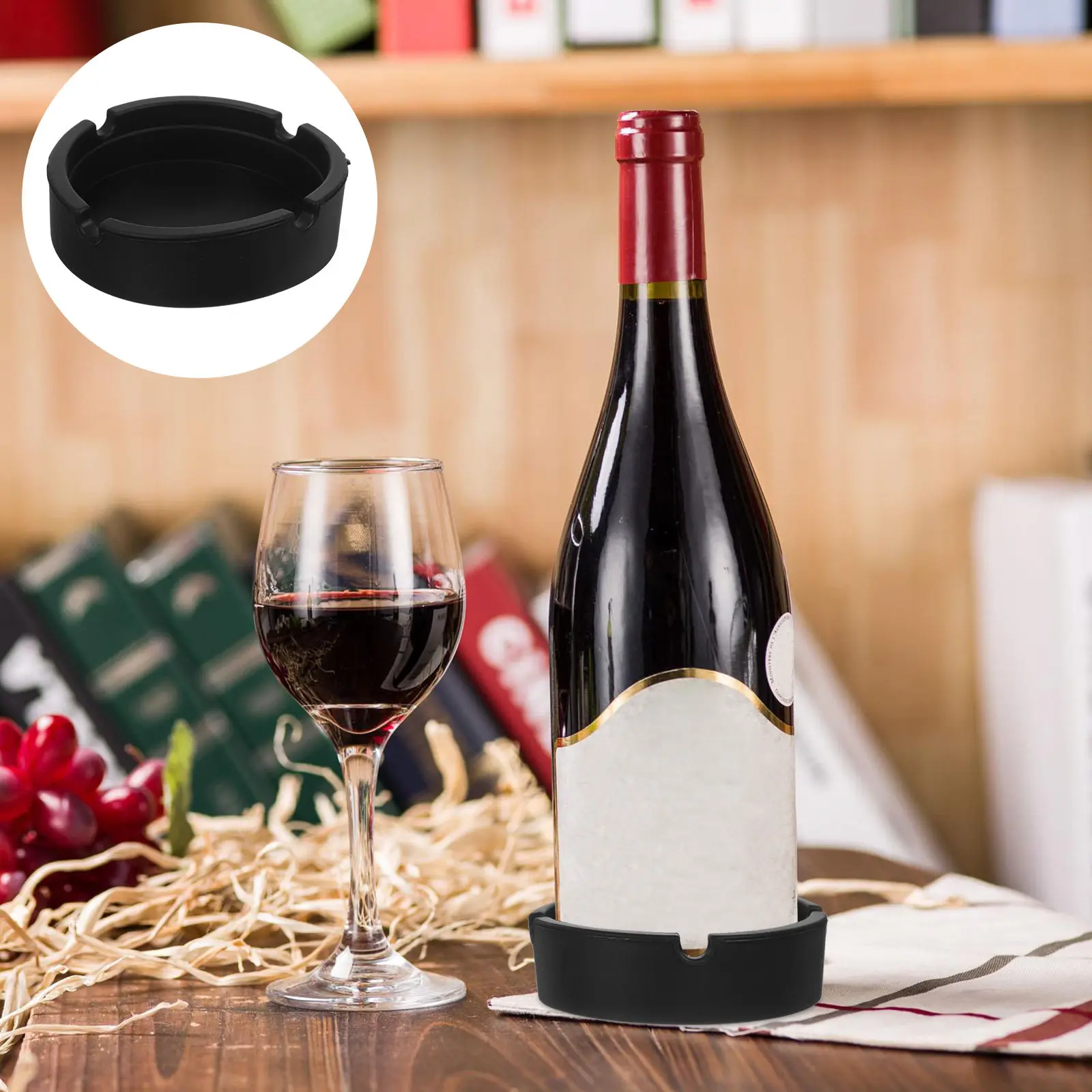 Wine Bottle Coaster Silicone Non-Slip Reusable Washable Elegant Simple Design for Red Wine Beer Bottles Home Bar Use