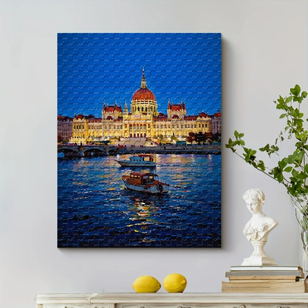 Rompecabezas de paisaje urbano de Budapest Hungría para adultos, 1000 Uds., grande, 20x28 pulgadas (50x70cm), reflejos del río Danube con Bui icónico