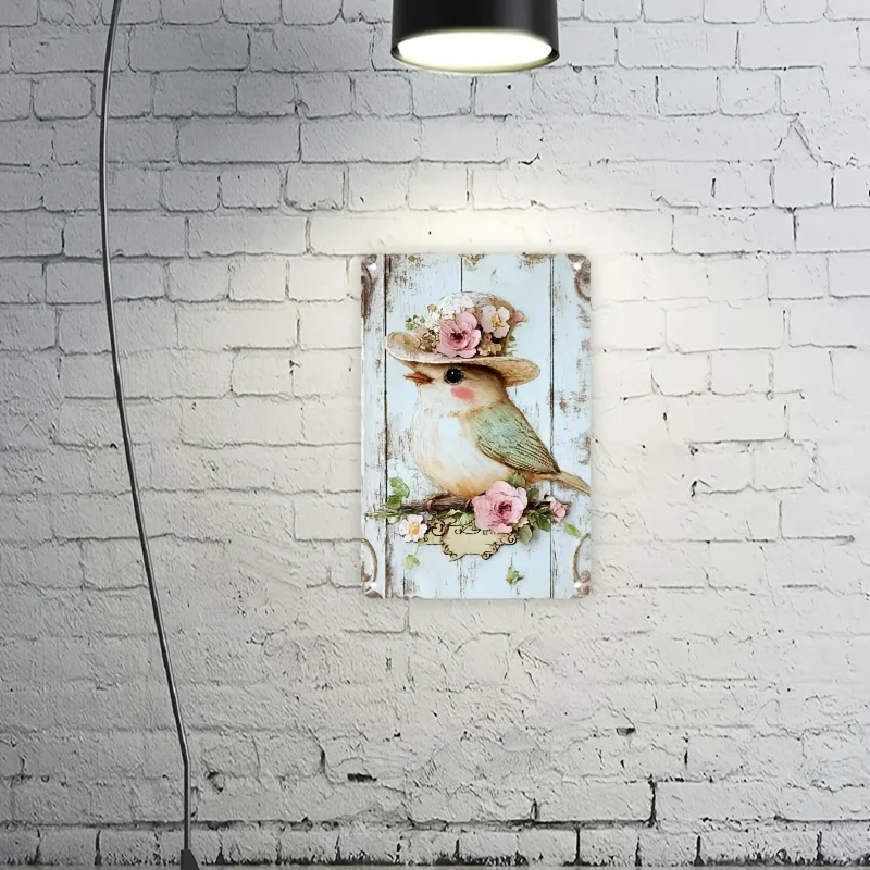 1pc Aluminum Sign, Old and Fashionable Bird, Beautiful Flower Aluminum Metal Sign, Suitable for Home Living Rooms, Bedrooms