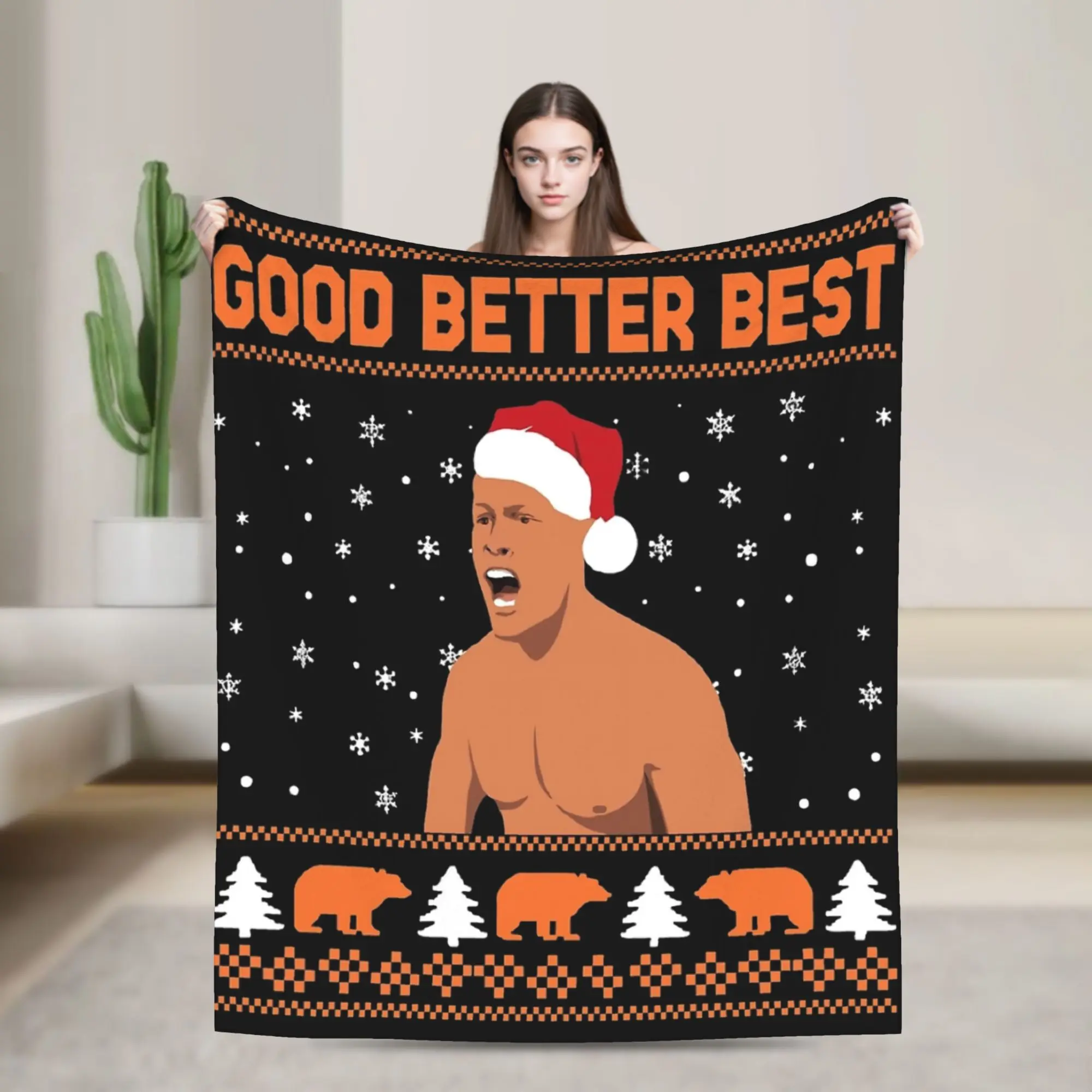 Ben Johnson Good Better Best Christmas Football Ugly Blanket Da-coach Flannel Vintage Warm Throw Blankets for Home Restaurant