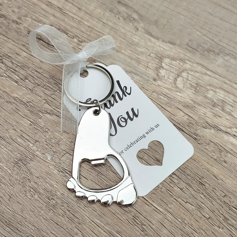 Personalisierte Babyparty-Geschenke, goldener fußförmiger Schlüsselanhänger, Flaschenöffner, Gastgeschenk zur Taufe, Feier, Party, Souvenir, Geschenke für Gäste – Detail 6